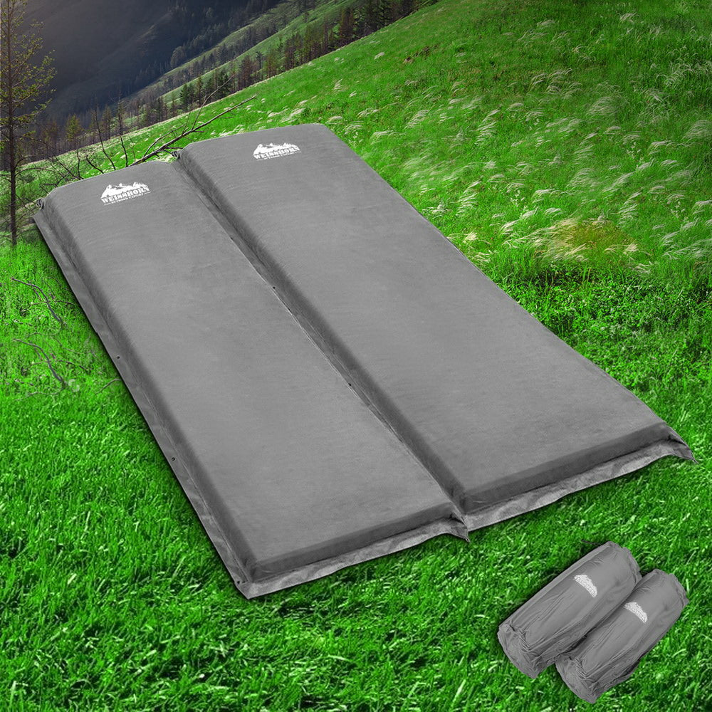 Weisshorn 10cm Self-Inflating Mattress Double Set - Grey (2 Singles), view 7