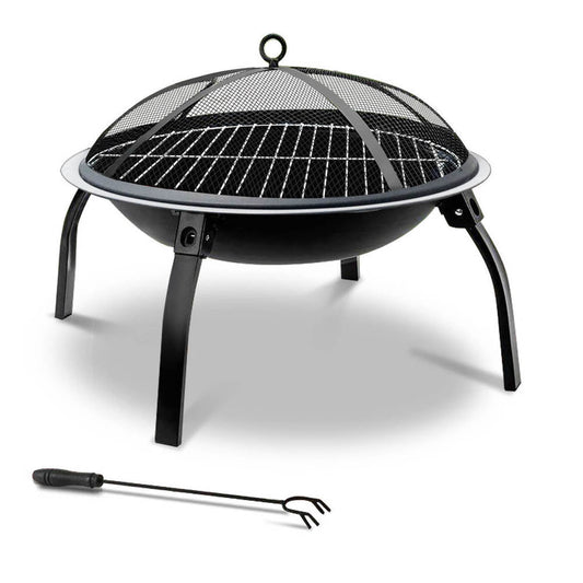 Grillz 22" Portable Fire Pit with Grill & Grate