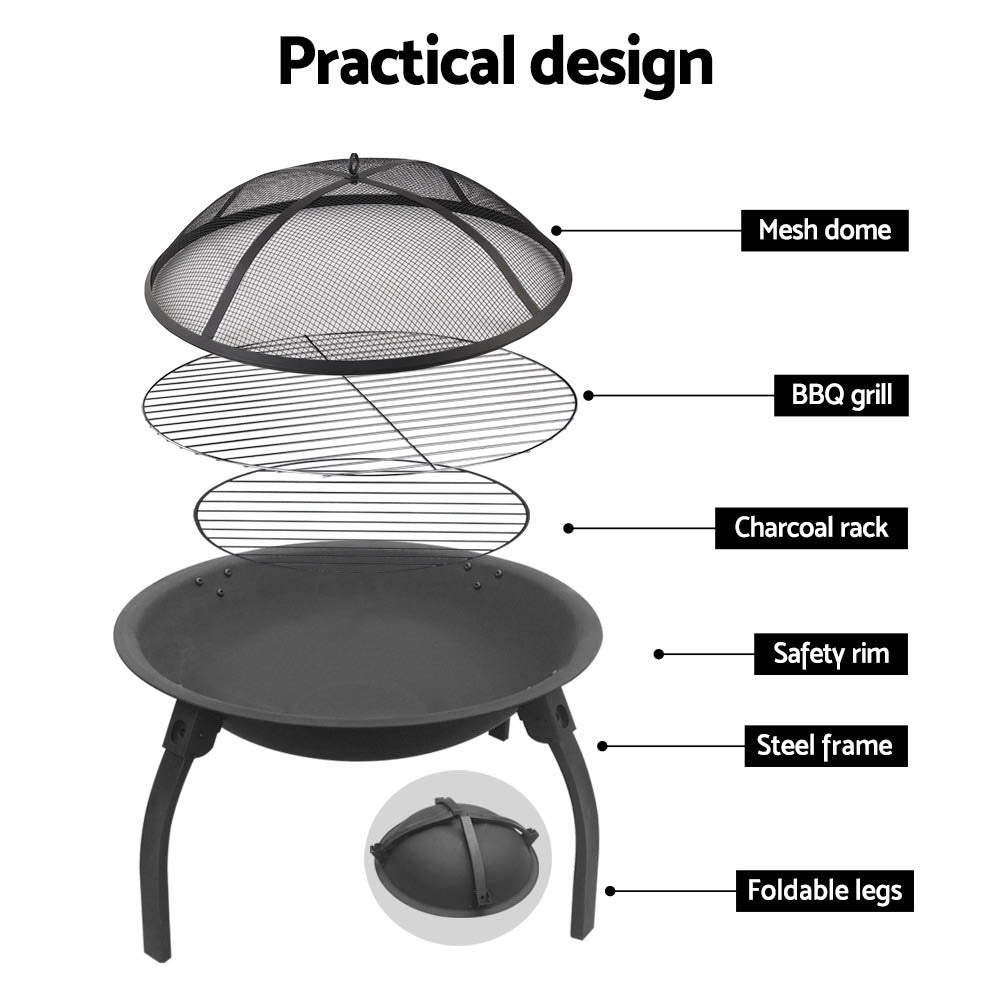 Grillz 22" Portable Fire Pit with Grill & Grate, view 6