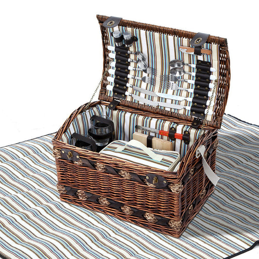 Alfresco 4 Person Picnic Basket Set with Blanket