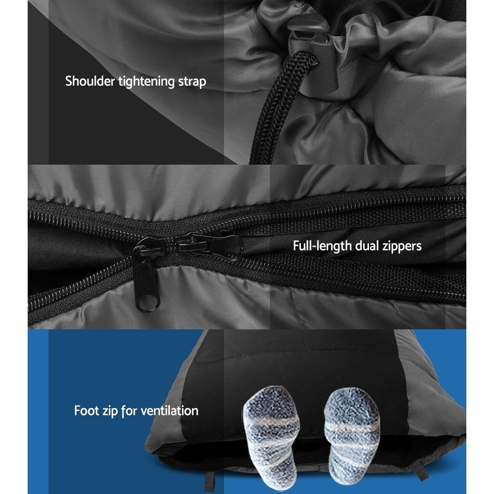 Winter Camping Sleeping Bag 0°C Comfort - Weisshorn Black, view 6