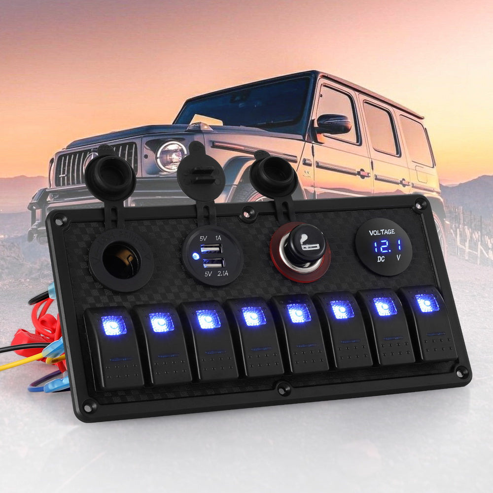 8 Gang 12V Switch Panel with USB & Socket, view 7