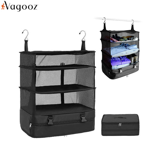 Hanging Travel Organiser 3 Shelf - Vagooz Black