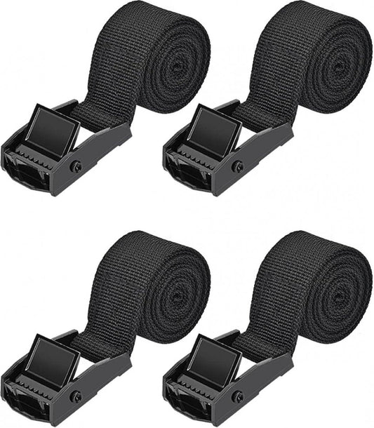 Cam Buckle Tie Down Straps 1.5m 4 Pack Black