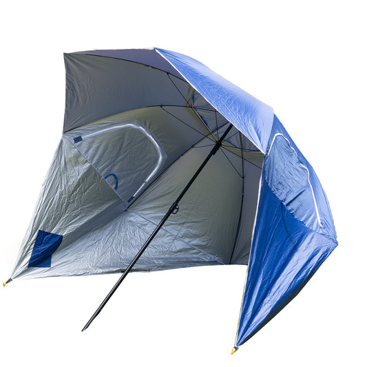 2.4m Beach Umbrella UPF 50+ with Dual Canopy & Wind Vents – Blue