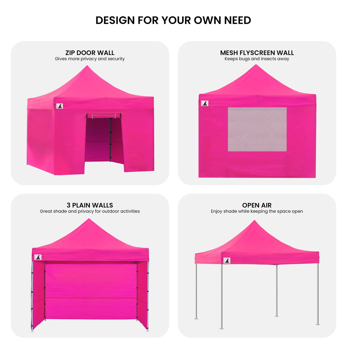 Wallaroo 3x3m Pop-Up Marquee with Walls - Pink, view 12