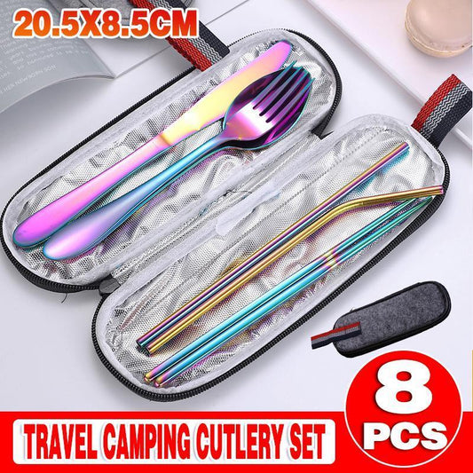 8-Piece Stainless Steel Travel Cutlery Set
