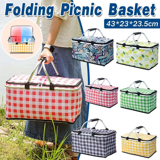 Foldable Insulated Picnic Basket - Navy