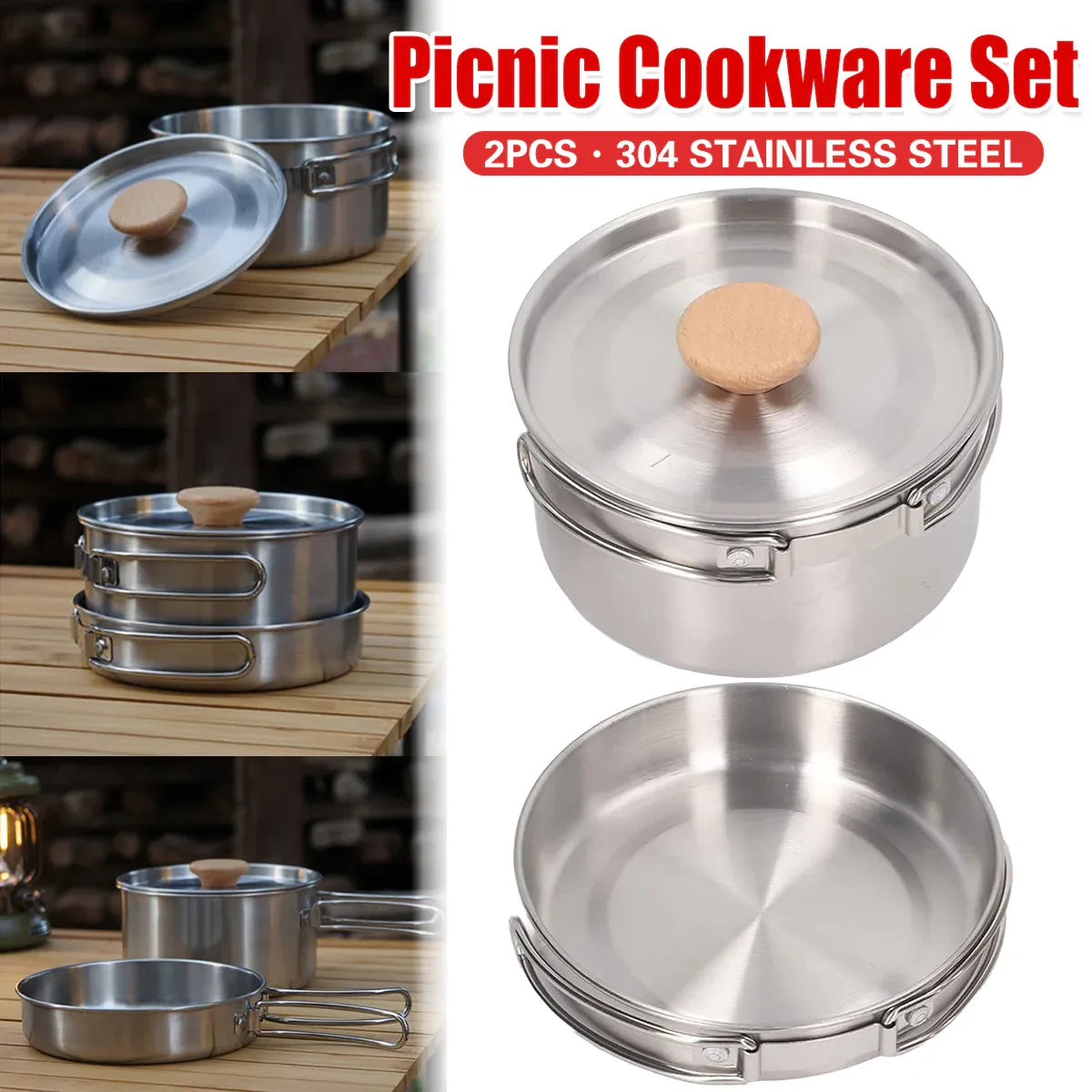 2 Piece Stainless Steel Camping Pot & Pan Set, view 15