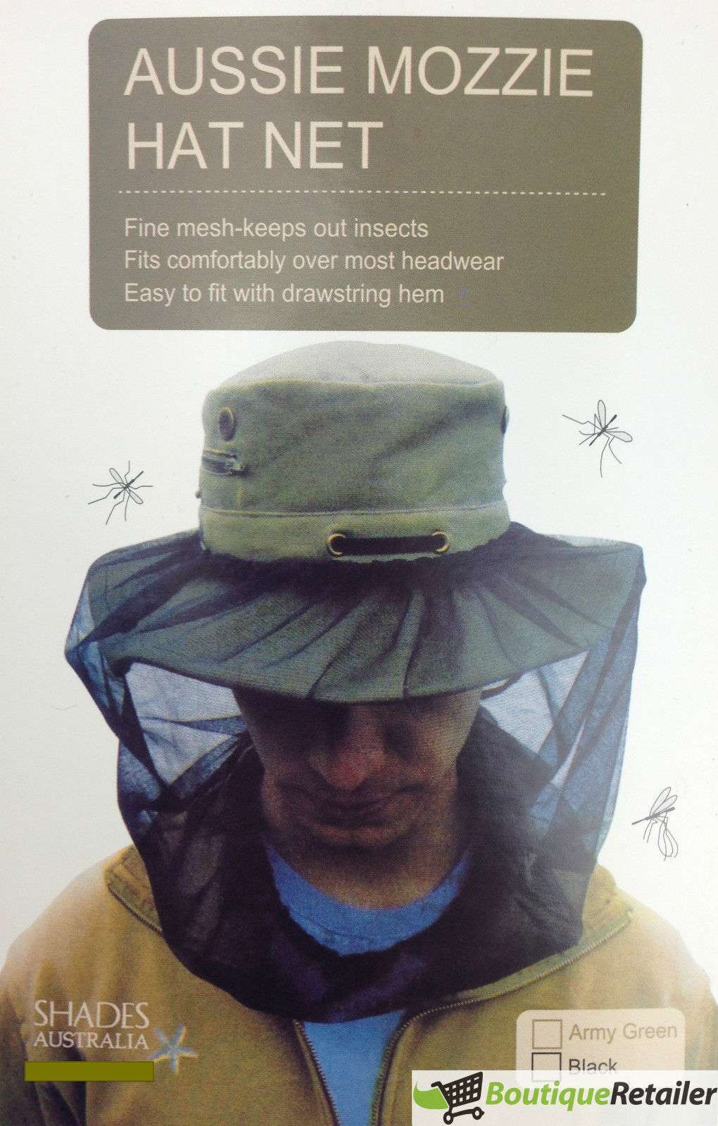 Mosquito Head Net for Hat - Black, view 3