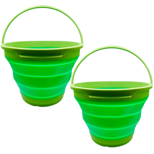 2 Pack 7L Collapsible Camping Buckets - Green