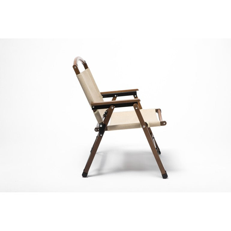 Foldable Bamboo Canvas Camping Chair – Khaki, view 6