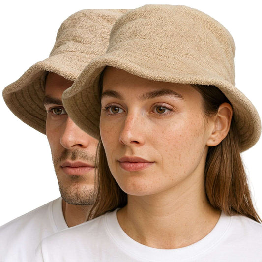 Terry Towelling Bucket Hat – Beige L/XL