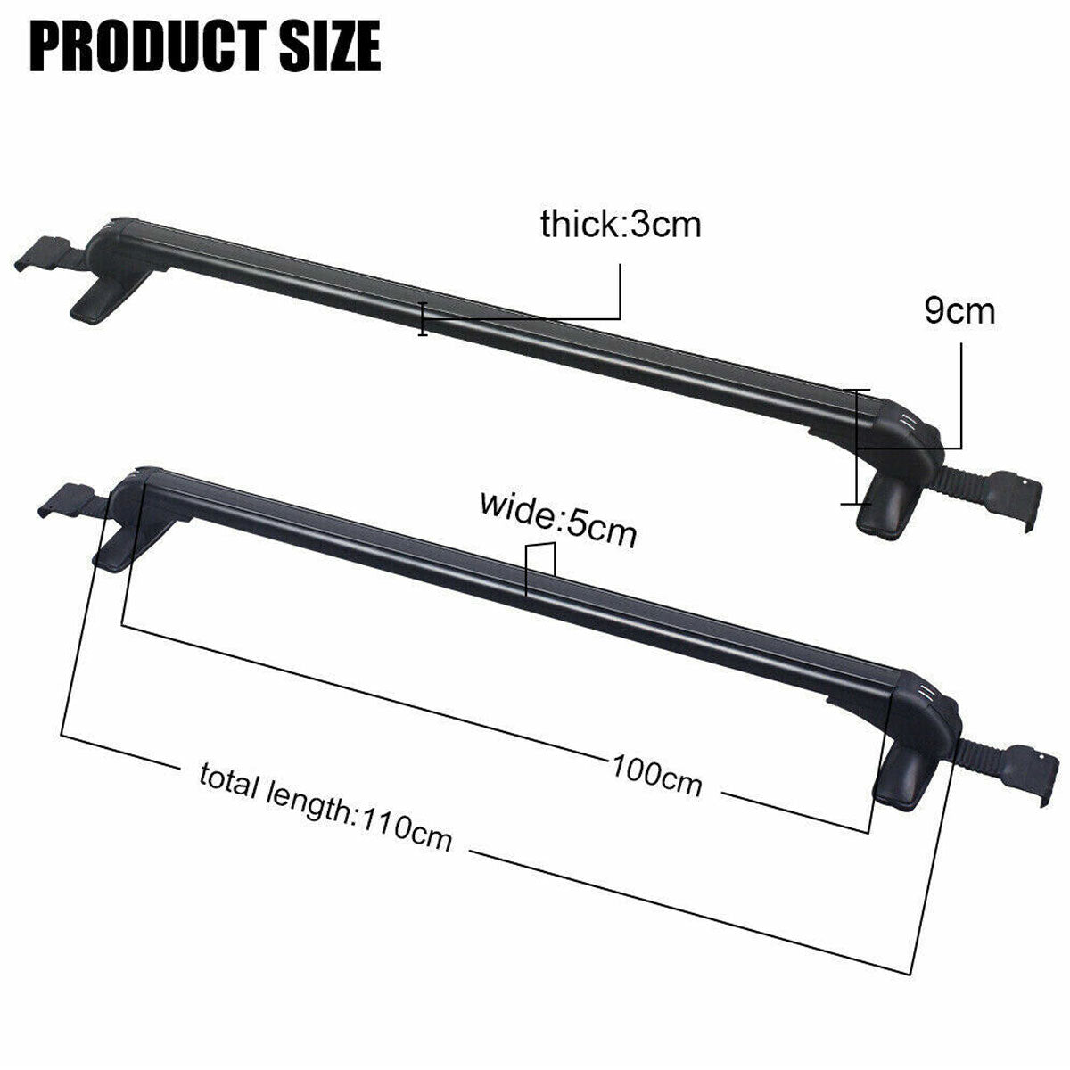 110cm Universal Roof Rack – Aluminium Lockable Crossbars, view 11