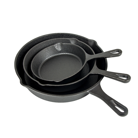 Randy & Travis 3-Piece Pre-Seasoned Cast Iron Skillet Set