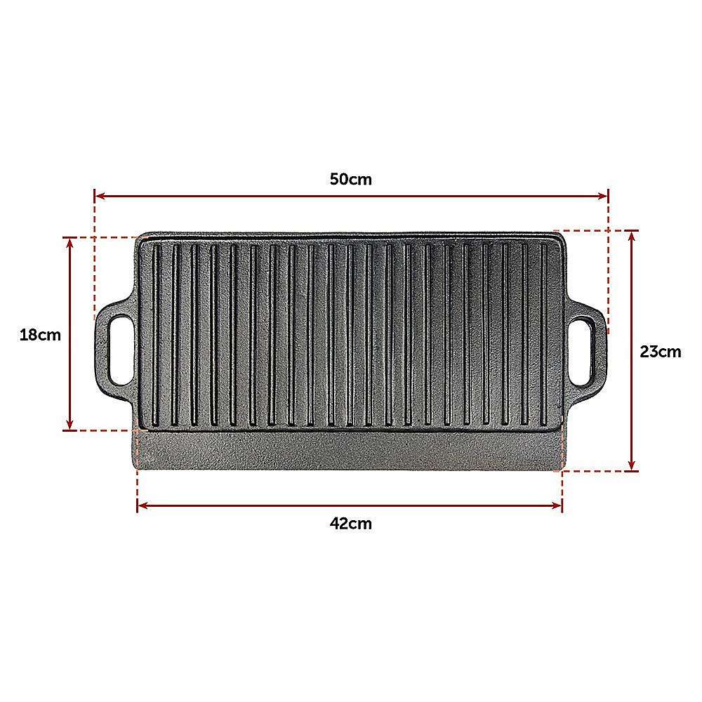 Cast Iron Reversible Griddle Plate 46 x 22cm, view 8