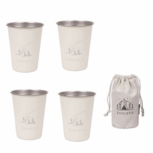 Camping Cups 350ml Stainless Steel – Set of 4