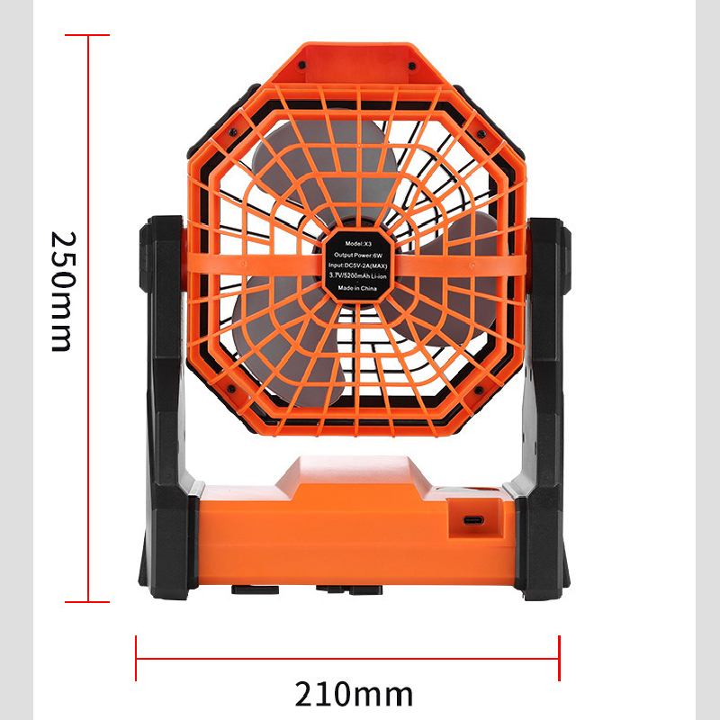 Rechargeable Camping Fan with LED Light - Black Green, view 6