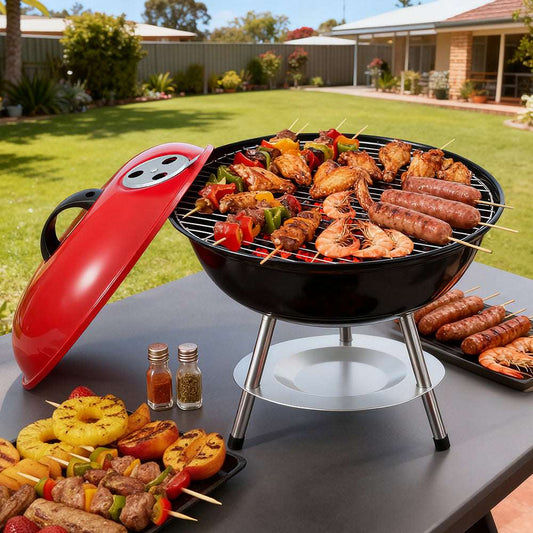 Compact Charcoal BBQ with Lid – 34cm Portable Grill