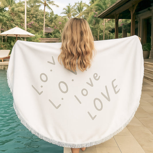 Round Beach Towel/Picnic Blanket - Love Always