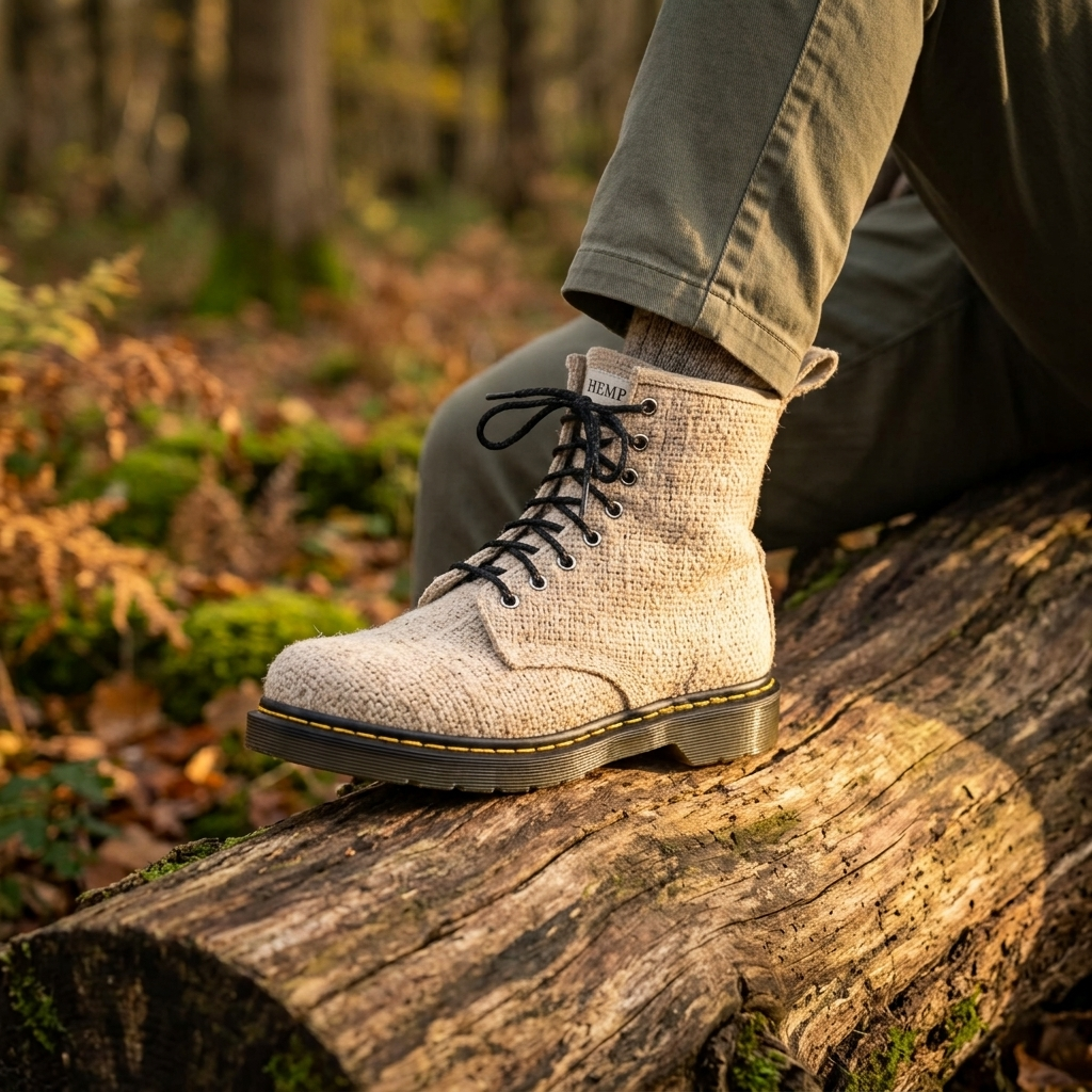 White Vegan Hemp Hiking Boots - Namaste Artisans, view 5