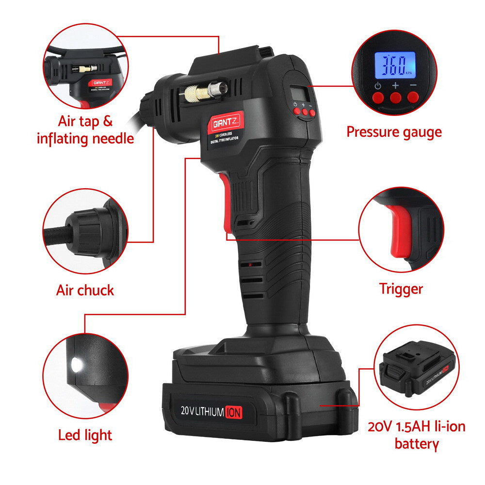 Giantz 20V Cordless Tyre Inflator Air Compressor 120PSI, view 4