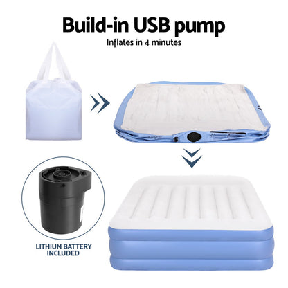 Queen Air Mattress 50cm High with Built-In Pump – Inflatable Bed, view 6