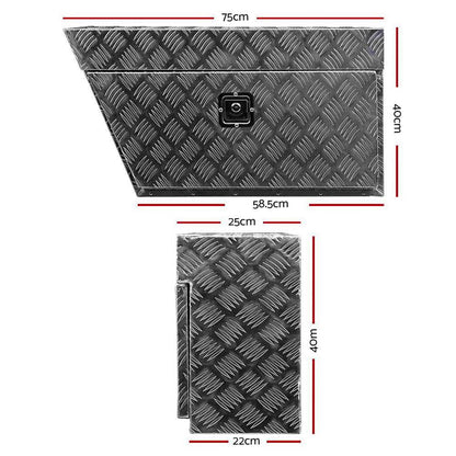 Pair Aluminium Under Tray Ute Toolboxes 75cm, view 2