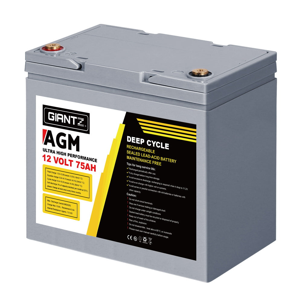 Giantz 75Ah AGM Deep Cycle Battery & Box 12V, view 3
