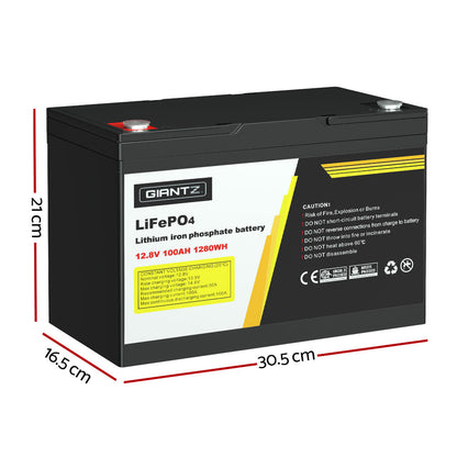 Giantz 100Ah LiFePO4 Deep Cycle Battery 12V, view 2