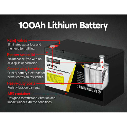 Giantz 100Ah LiFePO4 Deep Cycle Battery 12V, view 4