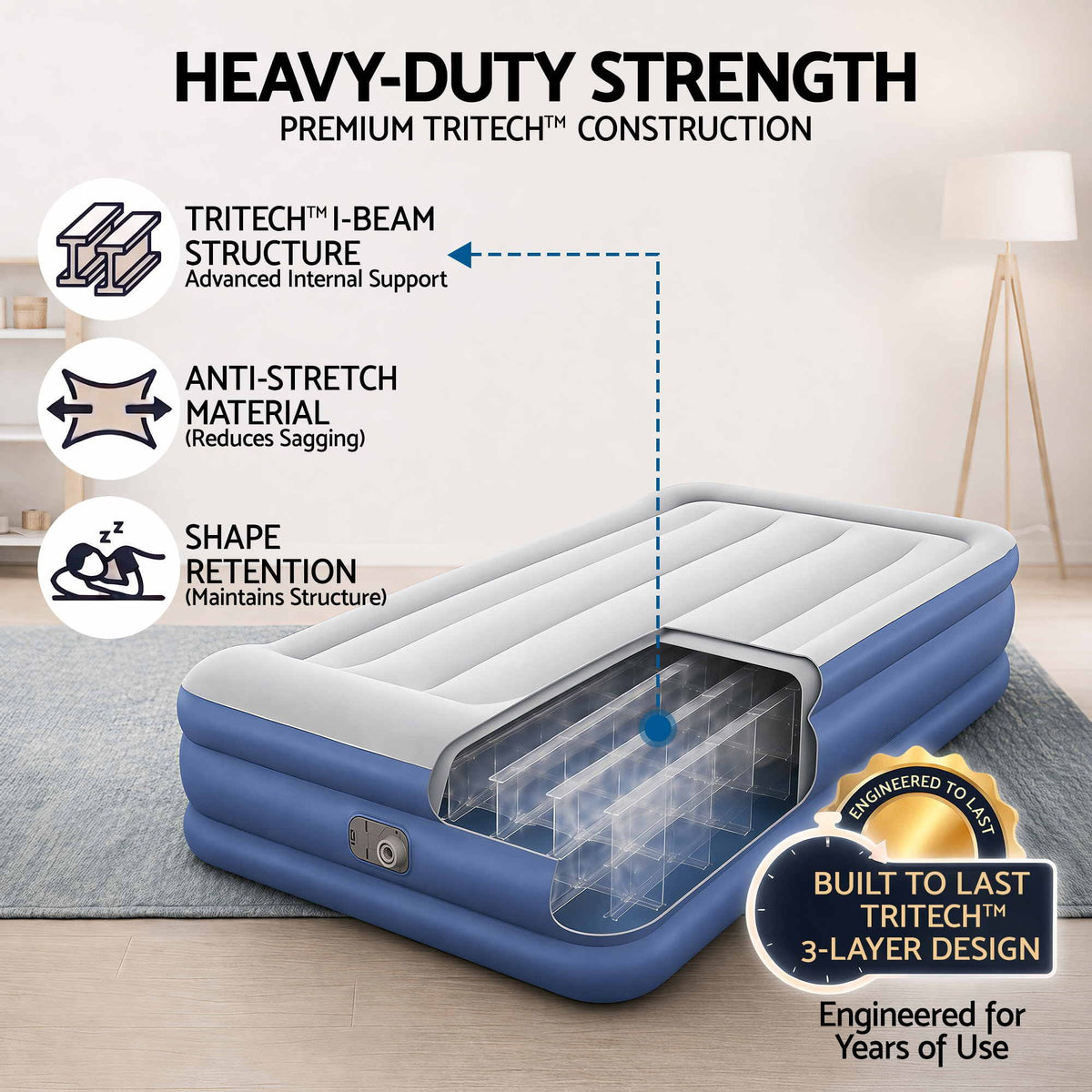 Bestway 46cm Single Airbed with Built-In Pump, view 4