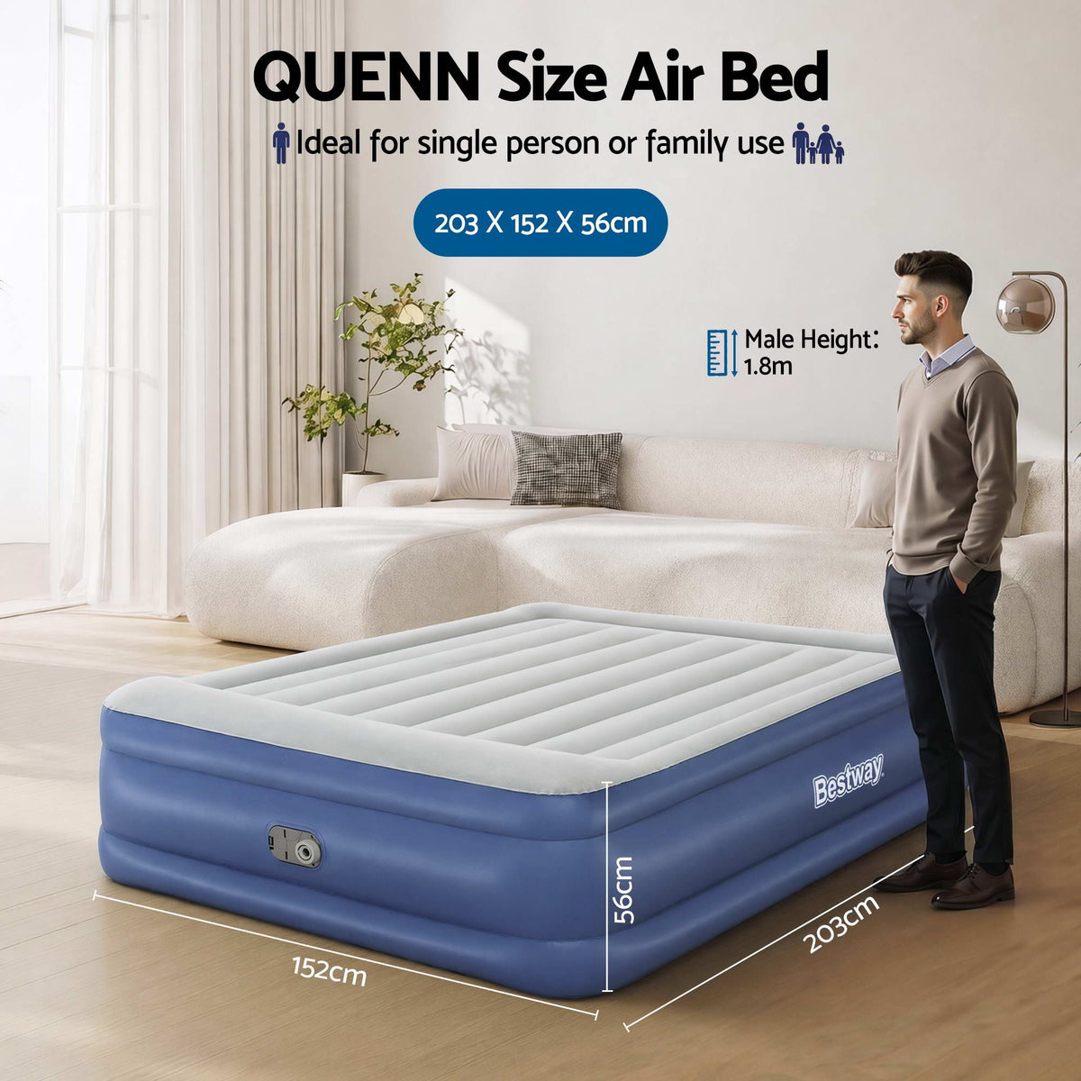 Queen Air Bed with Built-In Electric Pump, view 2