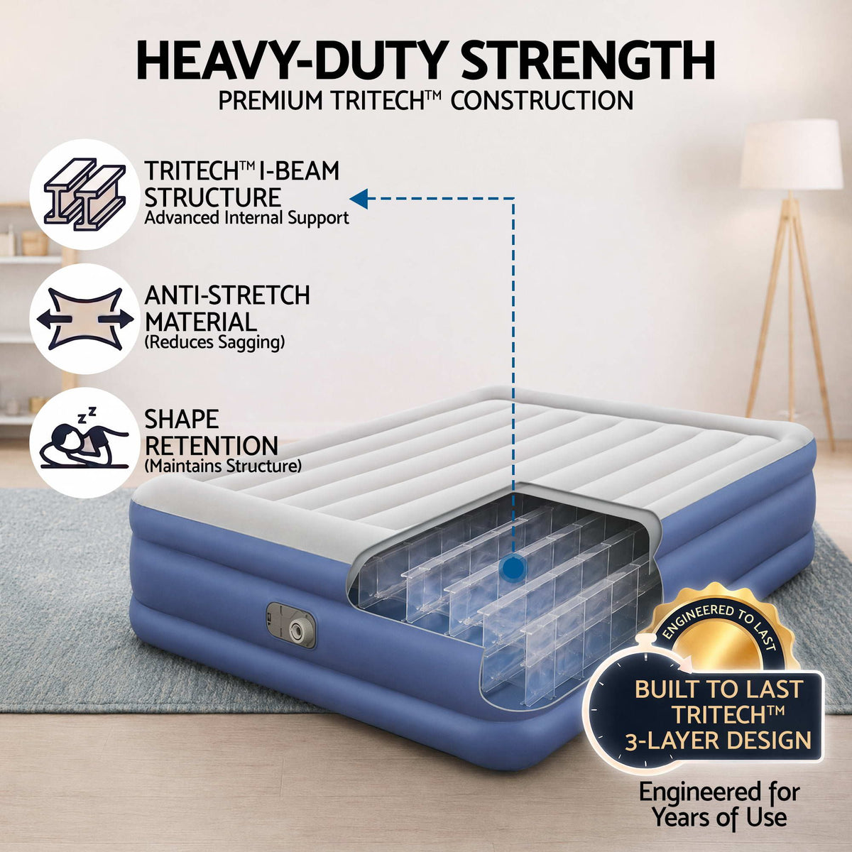 Queen Air Bed with Built-In Electric Pump, view 4