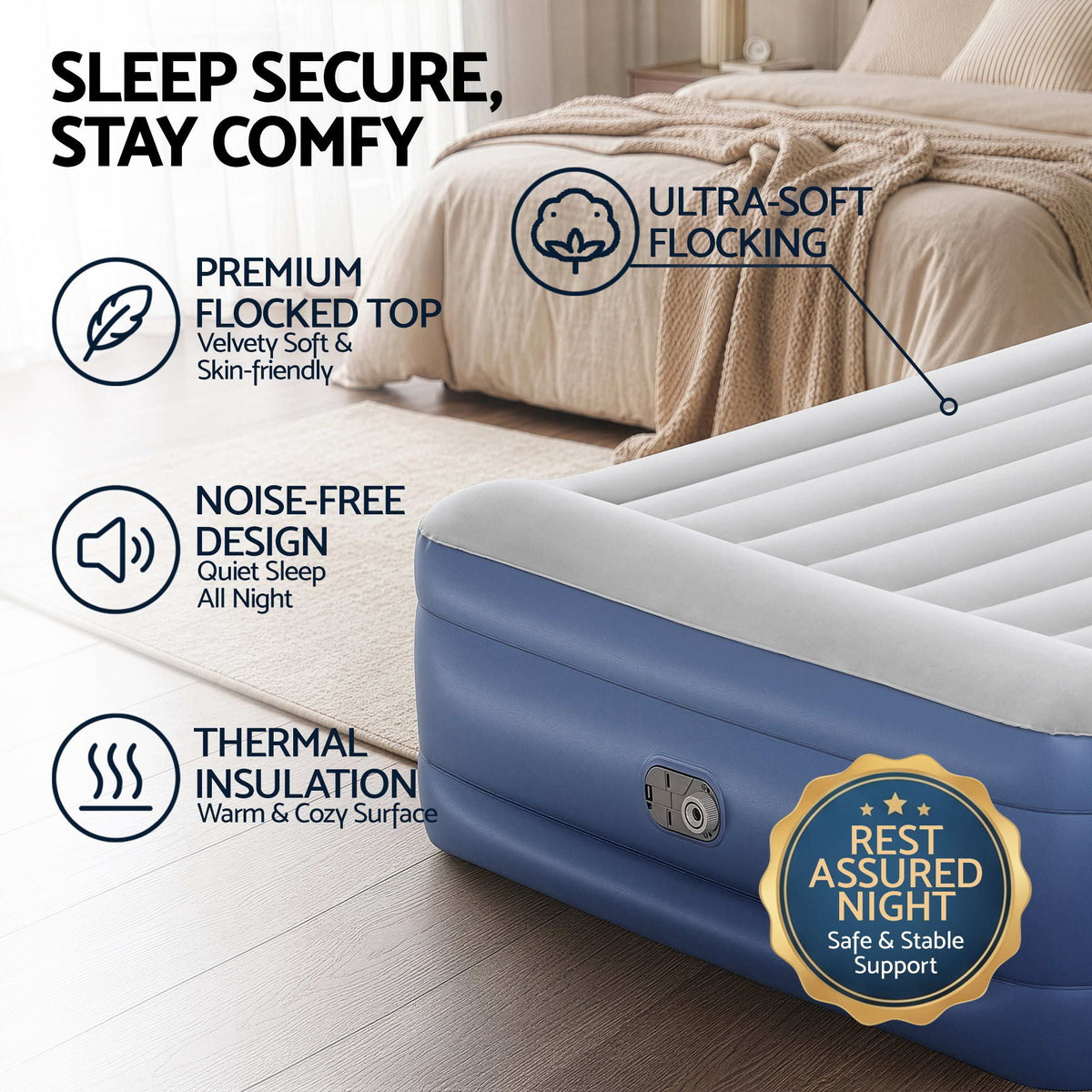 Queen Air Bed with Built-In Electric Pump, view 6