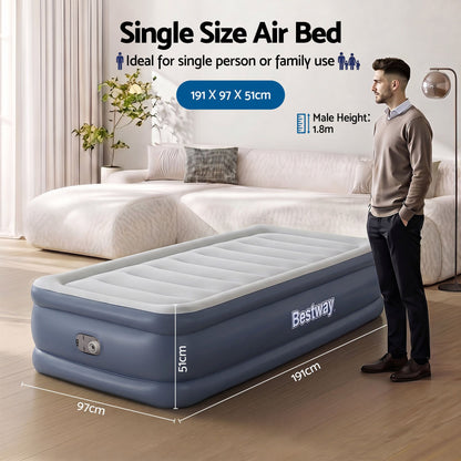 Bestway Single Air Bed – 51cm Raised with Built-In Pump, view 2