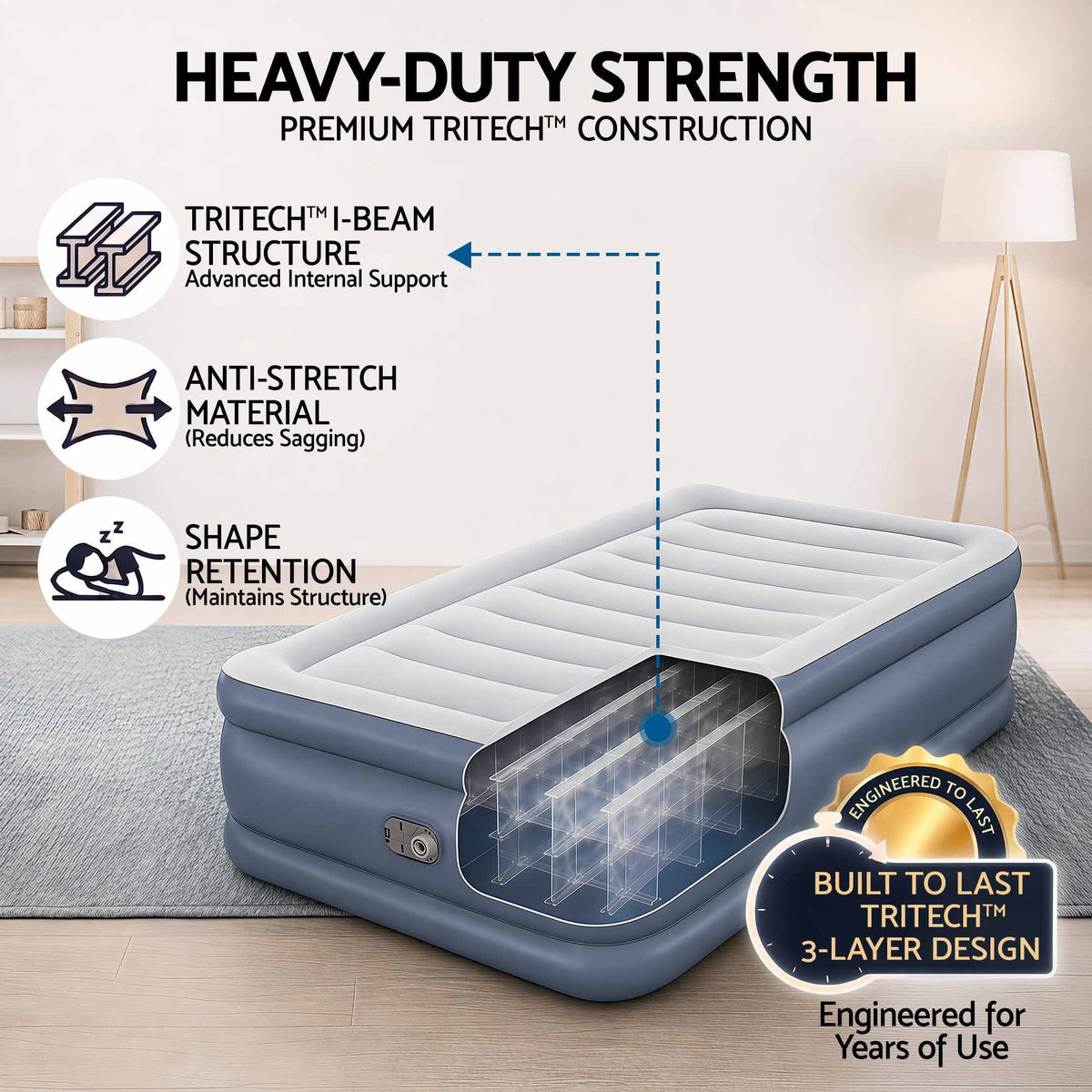 Bestway Single Air Bed – 51cm Raised with Built-In Pump, view 4