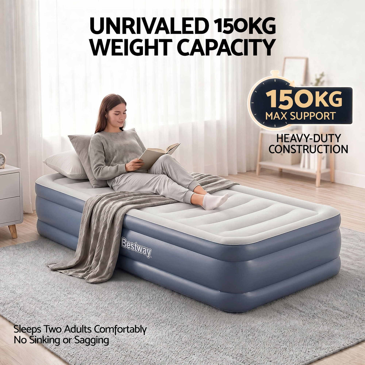 Bestway Single Air Bed – 51cm Raised with Built-In Pump, view 7