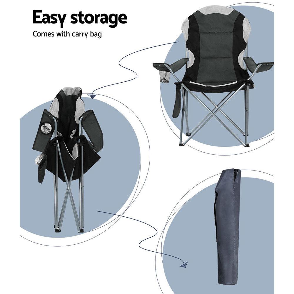 Weisshorn Folding Camp Chairs with Arms - 2 Pack, view 7