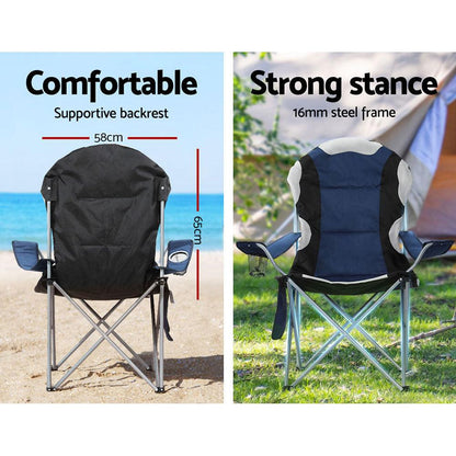 Folding Camping Chairs 2 Pack - Weisshorn Navy, view 5
