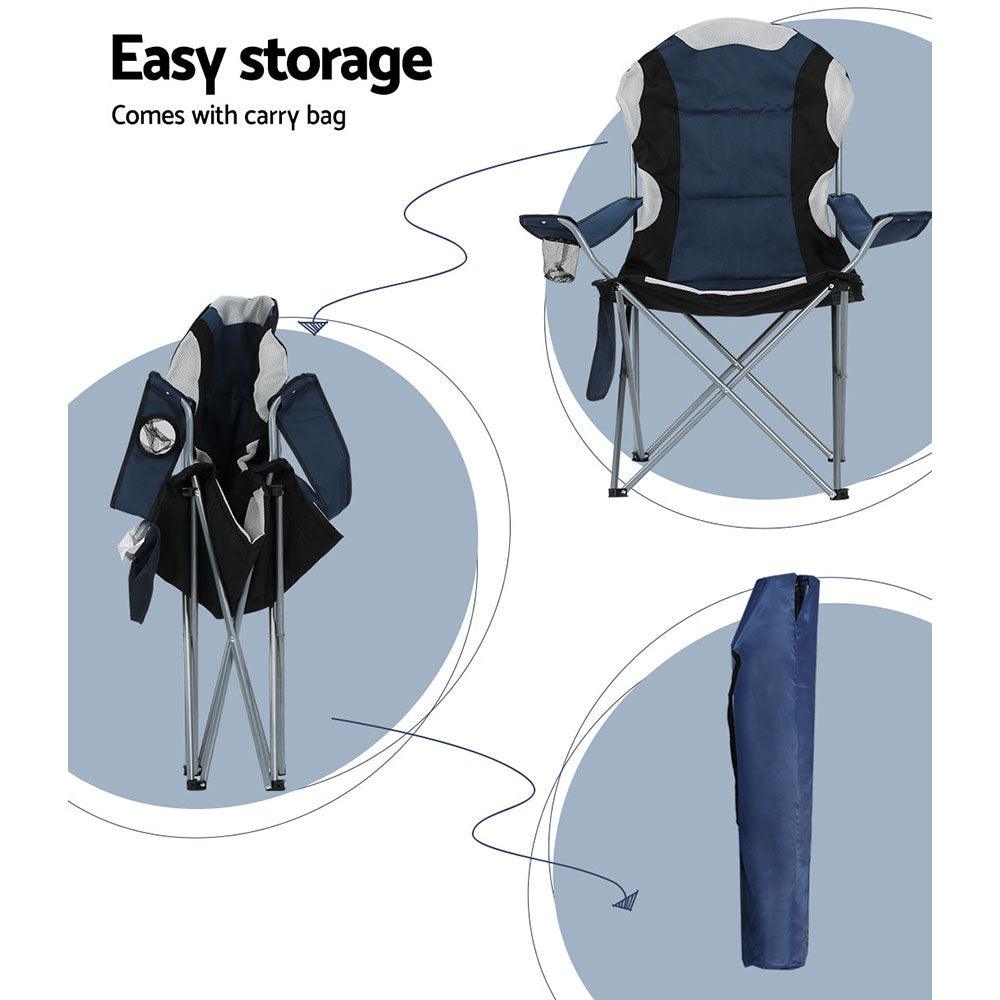 Folding Camping Chairs 2 Pack - Weisshorn Navy, view 7