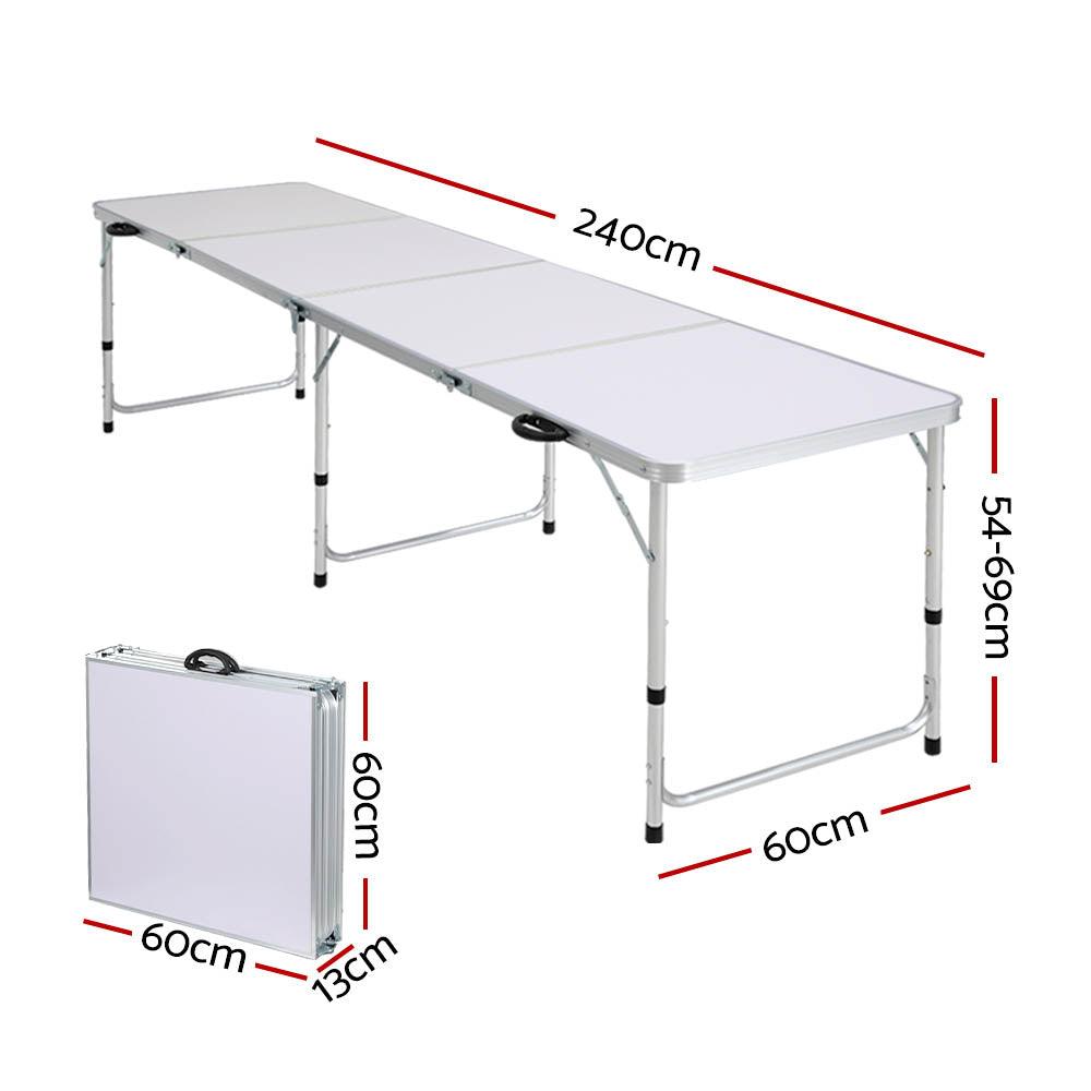 Folding Aluminium Camping Table 240cm – 3 Height Settings, view 2