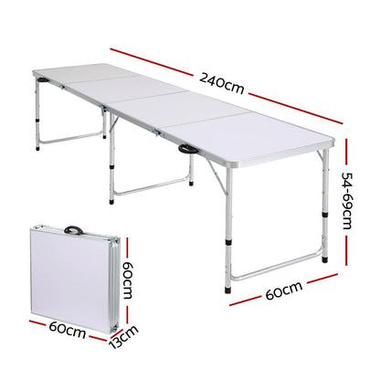 Folding Aluminium Camping Table 240cm – 3 Height Settings, view 2
