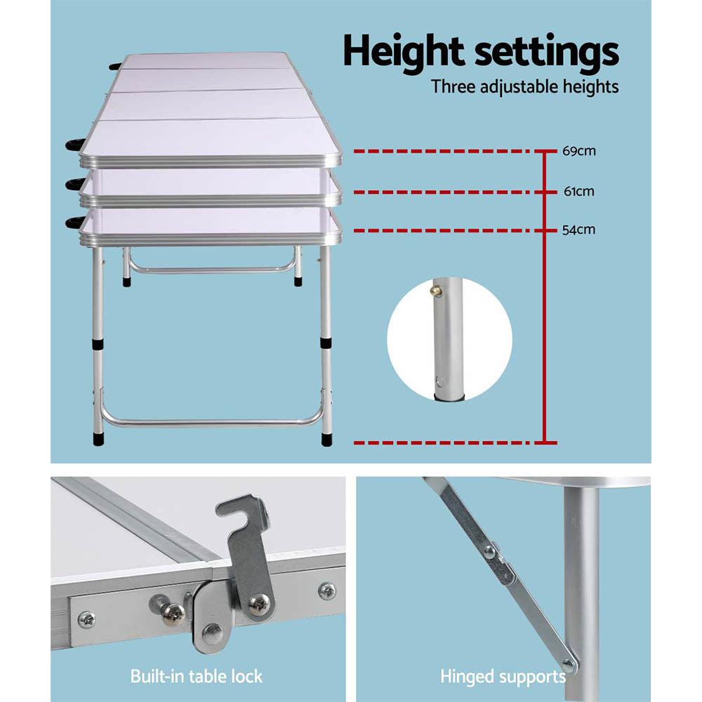 Folding Aluminium Camping Table 240cm – 3 Height Settings, view 6