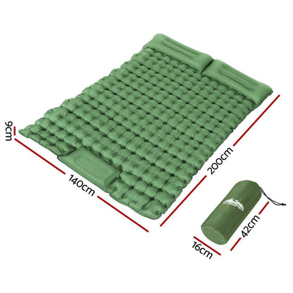 Weisshorn Double Camping Mattress 9cm with Foot Pump - Green, view 2