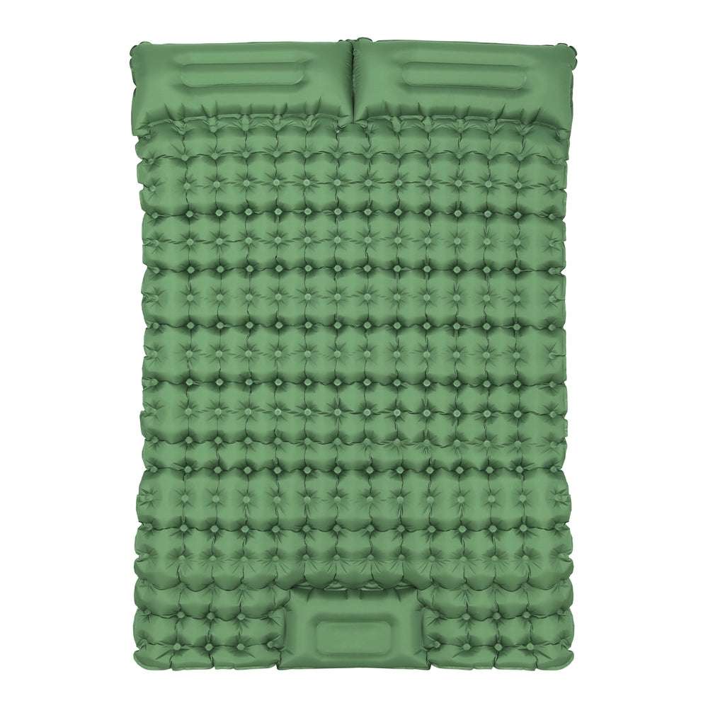 Weisshorn Double Camping Mattress 9cm with Foot Pump - Green, view 3