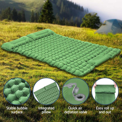 Weisshorn Double Camping Mattress 9cm with Foot Pump - Green, view 6