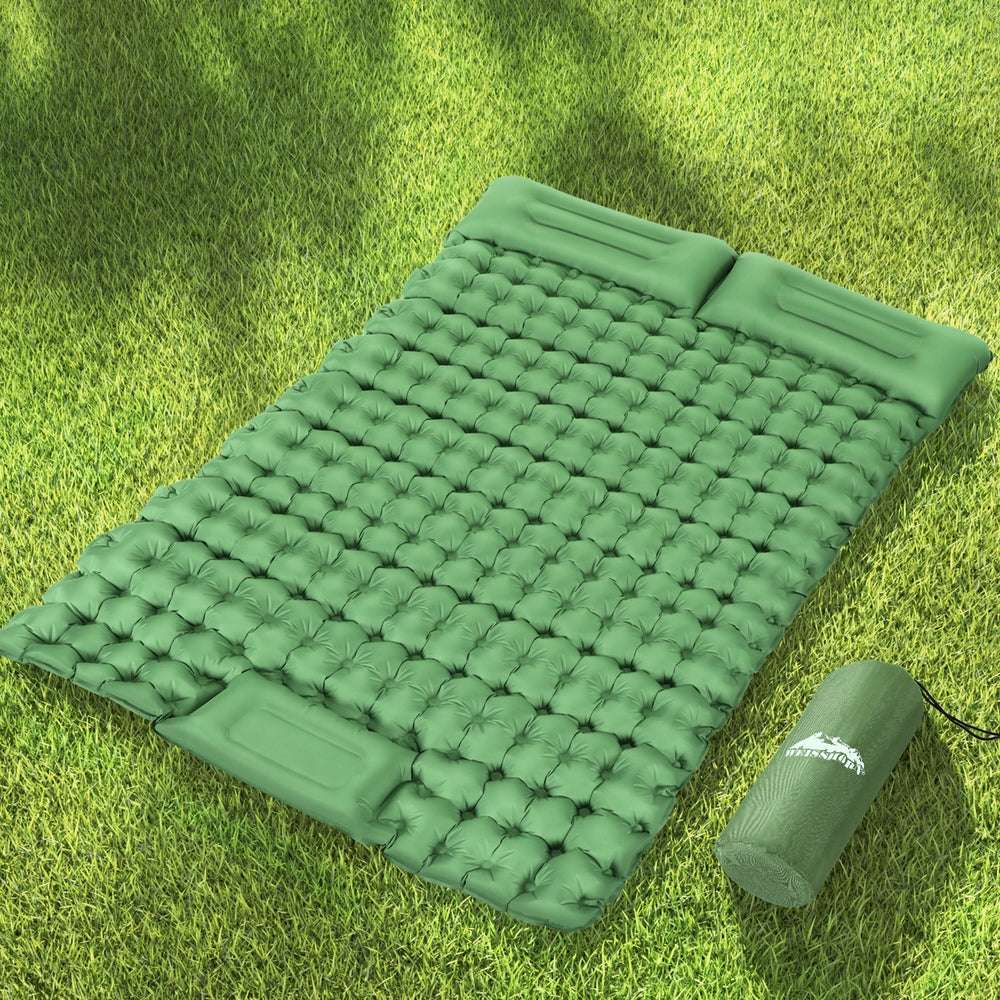 Weisshorn Double Camping Mattress 9cm with Foot Pump - Green, view 7