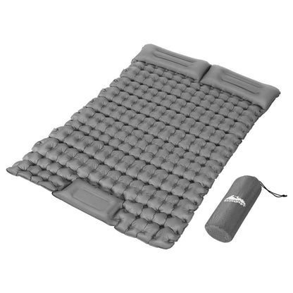 Weisshorn 9cm Double Camping Mattress with Foot Pump & Pillows