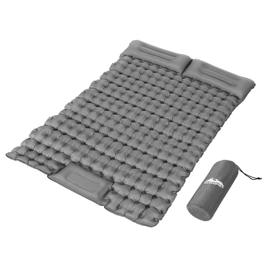Weisshorn 9cm Double Camping Mattress with Foot Pump & Pillows